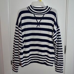 Madewell Navy and White Crewneck Striped Sweater